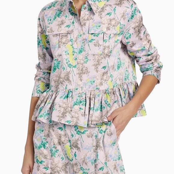 Cinq à Sept Avianna Floral Peplum-Hem Jacket - Picture 2 of 9